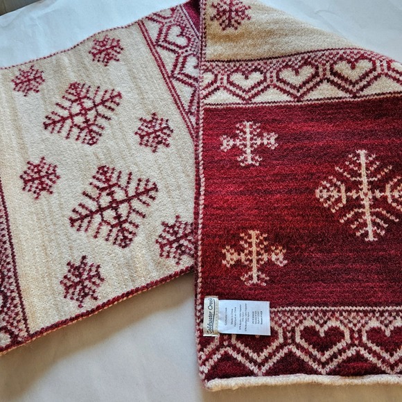 Coldwater Creek‎ Red Cream Snowflake Heart Fair Isle Infinity Loop Scarf NWOT - Picture 5 of 9